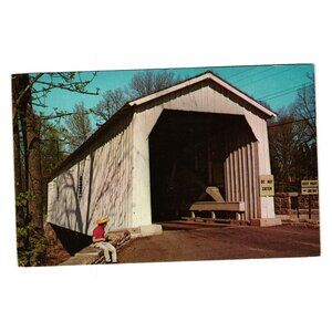 Green Sergeants Covered Bridge Postcard Hunterdon NJ Rosemont Sergeantsville